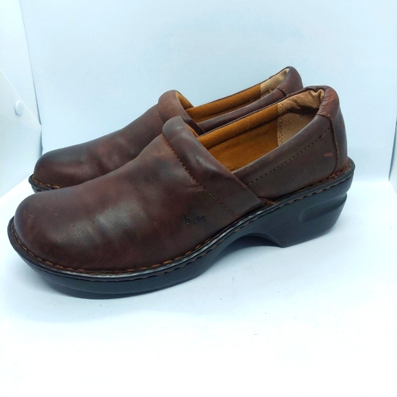 BORN Toby Duo Womens Shoes 10M Brown Slip On Mule Clog Loafer Leather Comfy - Picture 1 of 13